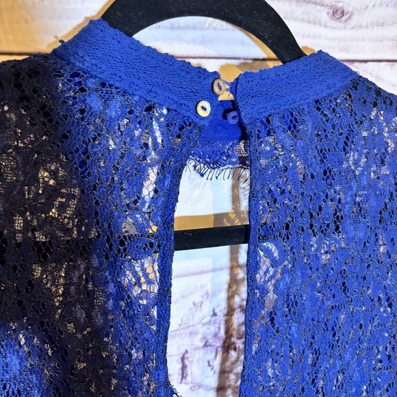 Free People Tell Tale See Through Royal Blue Lace Bohemian Dress Small - Picture 6 of 11